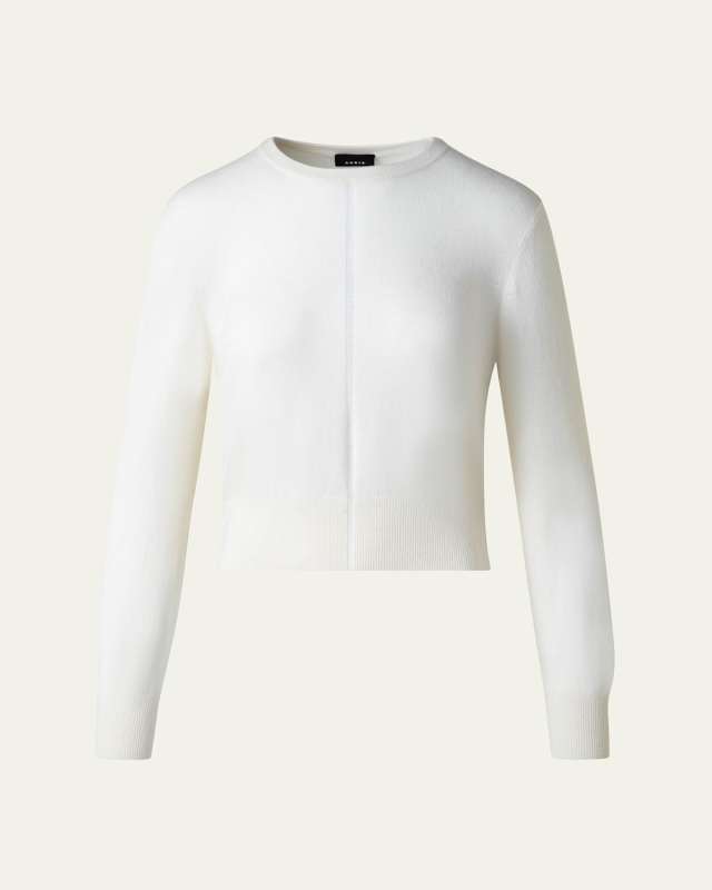 Front Fine Sheer Stripe Cashmere Sweater